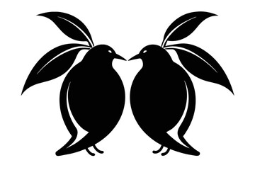  silhouette image,Mango bird,vector illustration,white background