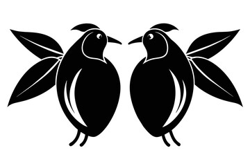  silhouette image,Mango bird,vector illustration,white background