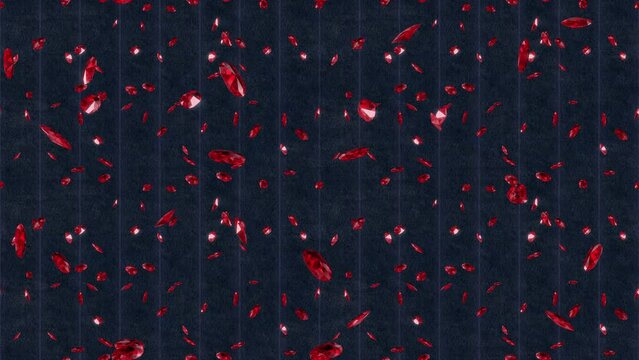 Ruby luxury jewellery background loop tile falling. This texture of rubies is loopable and tileable.