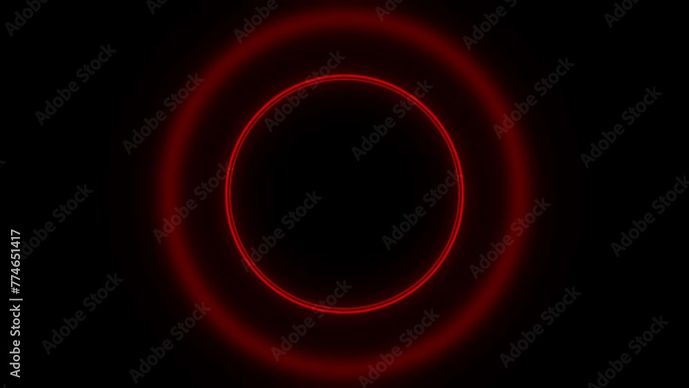 Poster animation of pulsing red double circle with black background. circular shaped logos idea