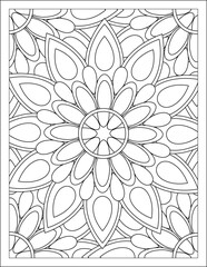 Flowers Zentangle wavy seamless pattern. Doodle black and white abstract vector background.