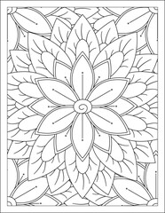 Flowers Zentangle wavy seamless pattern. Doodle black and white abstract vector background.