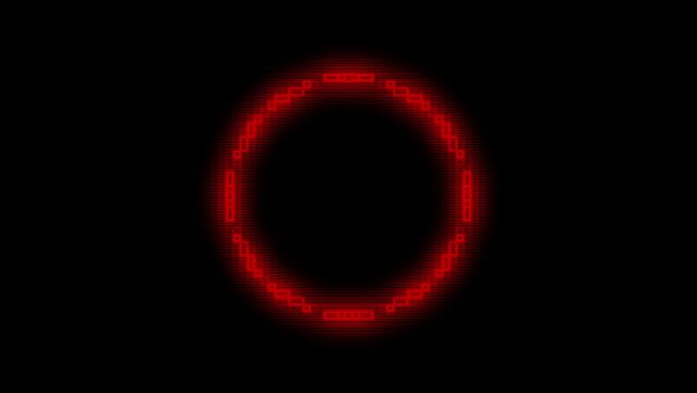 Animated retro 8-bit red pulsing circle animation with black background. Circular shaped logos idea