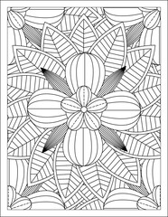 Flowers Zentangle wavy seamless pattern. Doodle black and white abstract vector background.