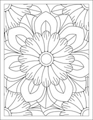 Flowers Zentangle wavy seamless pattern. Doodle black and white abstract vector background.