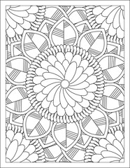 Flowers Zentangle wavy seamless pattern. Doodle black and white abstract vector background.