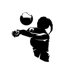 Sierkussen Volleyball woman logo, isolated vector silhouette, female volleyball player © michalsanca