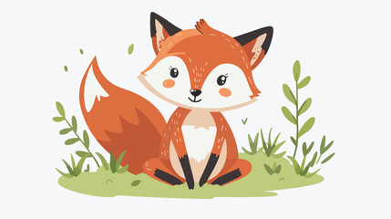 Cute cartoon fox. Vector illustration. flat vector