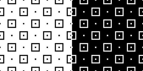 Set of Seamless Geometric Squares and Dots Black and White Patterns. - 774653847