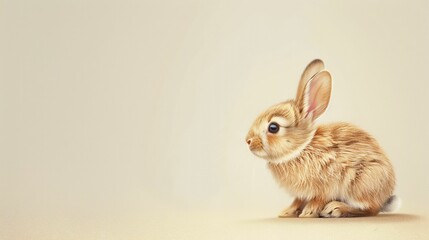 Playful rabbit illustration with minimalist background.