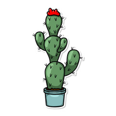 Hand draw cactus plant cartoon flat design


