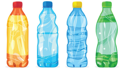 Transparent plastic bottles with mineral water