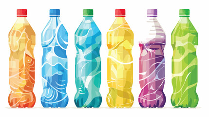 Transparent plastic bottles with mineral water - obrazy, fototapety, plakaty