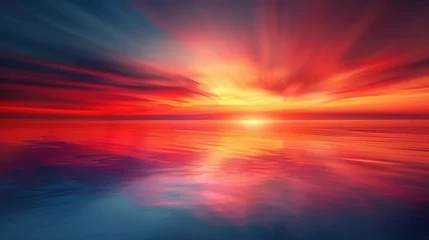 Foto auf Acrylglas Vibrant Ocean Sunset with Radiant Skies.  © kmmind