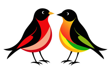 silhouette color image robin bird vector