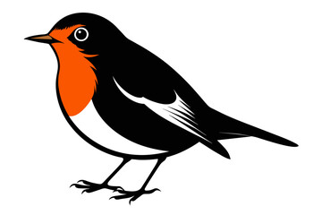 silhouette color image robin bird vector