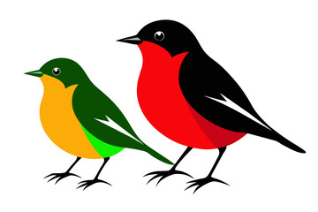 silhouette color image robin bird vector