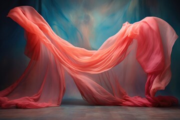 Dramatic pink fabric in a dynamic display - obrazy, fototapety, plakaty