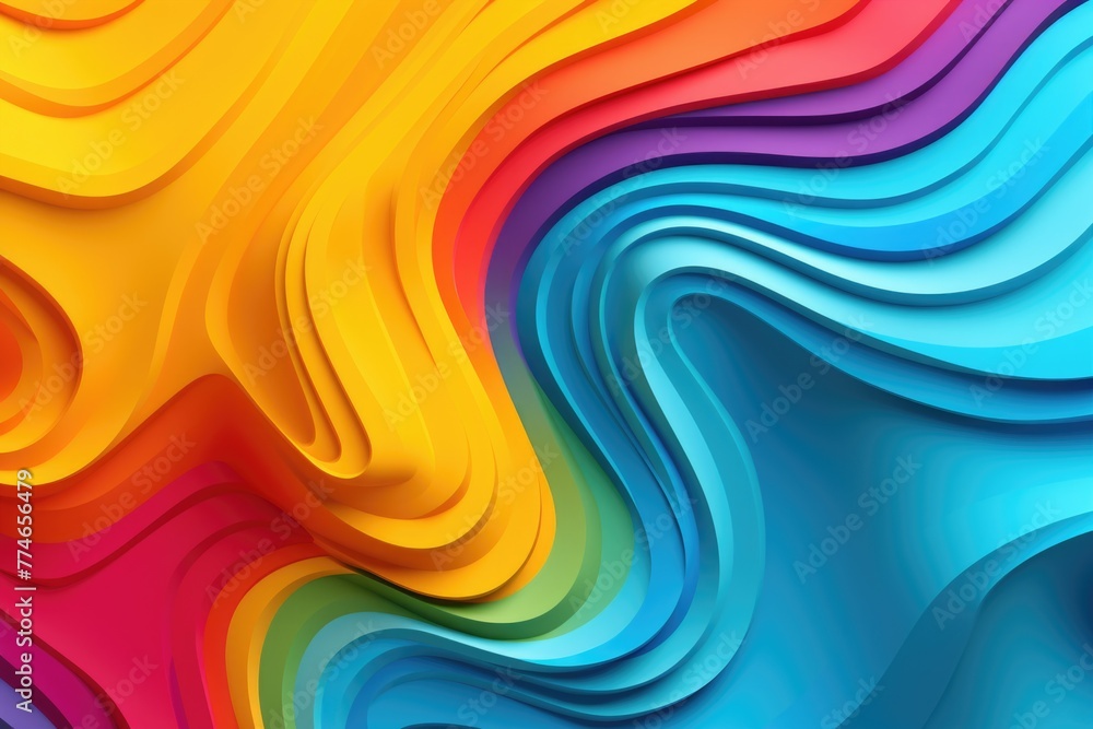 Poster a colorful wave with a rainbow pattern