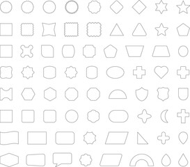 Naklejka na ściany i meble Geometric shapes vector. Set of geometric rounded kid toys shapes - Linear thin geometric rounded shapes black vector illustration.