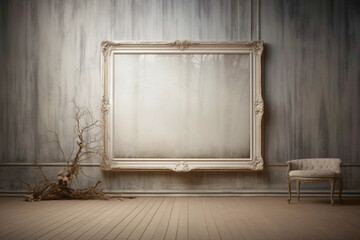 Serene ambiance with empty frame against Scandinavian backdrop.