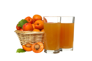 PNG,Fresh apricots in a basket, isolated on white background
