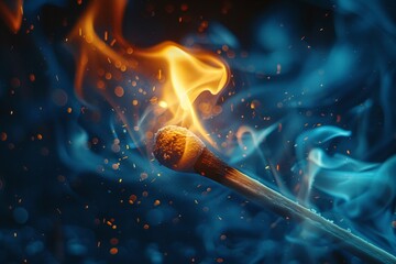 Photorealistic closeup of a match igniting, setting a random thing ablaze, detailed fire ,ultra HD,clean sharp focus