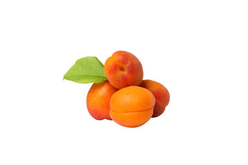 PNG,A bunch of fresh apricots, isolated on white background