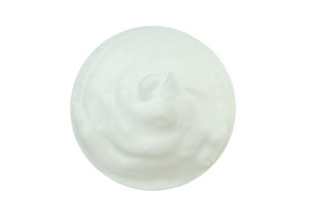 PNG, Glass with cream, isolated on white background, top view