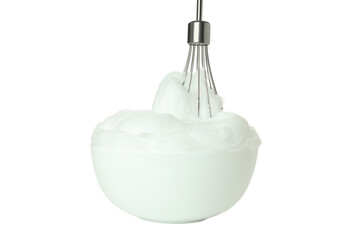 PNG, Bowl with cream and blender, isolated on white background