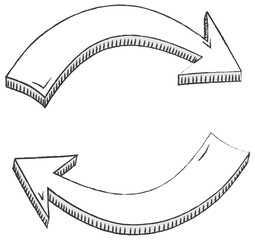 Hand drawn mind map chart. Curved arrows
