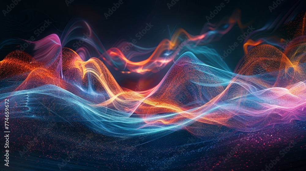 Poster a surreal interpretation of wireless signals as ethereal threads connecting us
