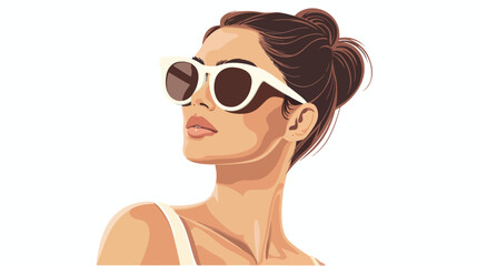Vector illustration of beautiful woman wearing white 