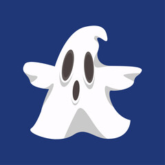 vector flat halloween ghost on blue backkground