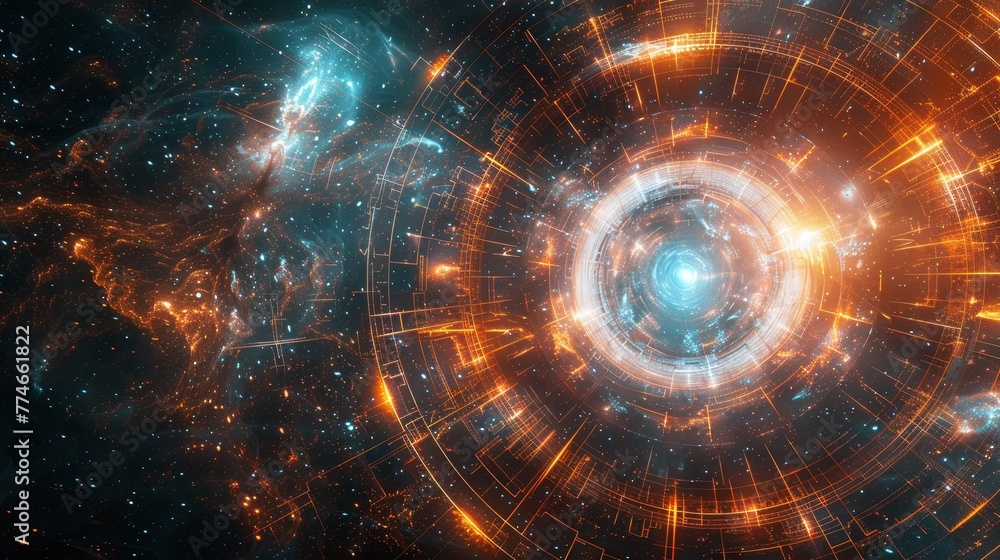 Poster an abstract screen pulsating with the rhythm of cosmic energy