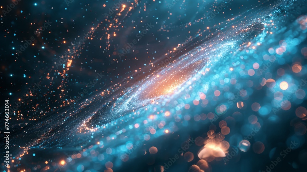 Poster an abstract software universe with galaxies of information