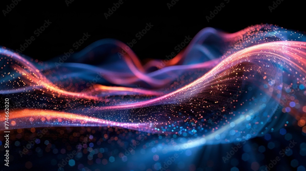 Poster an abstract view of wireless signals as threads weaving through space