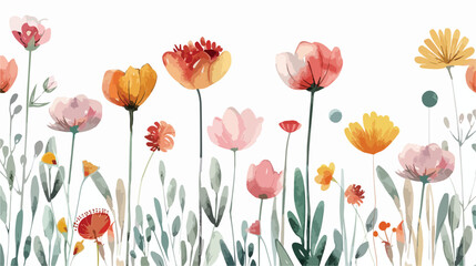 Watercolor illustration flowers in simple background
