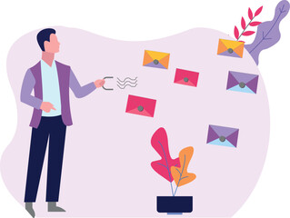 The boy is collecting the mails.