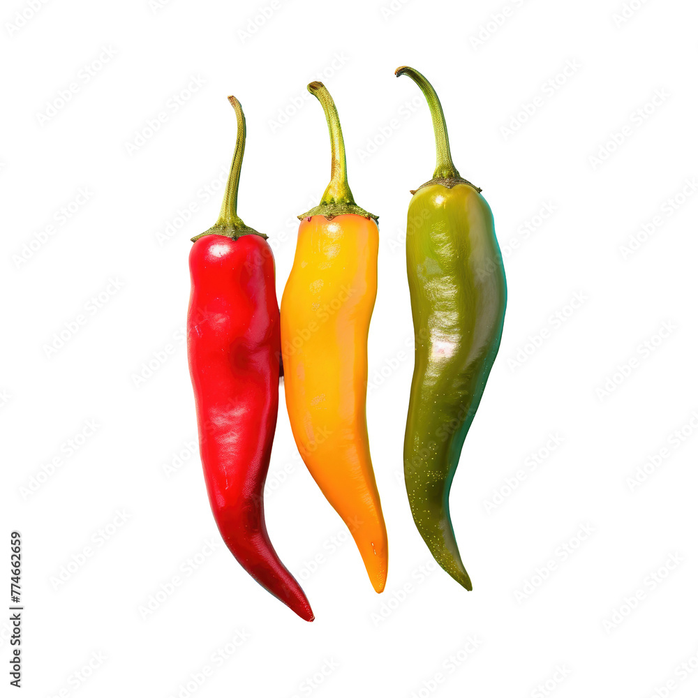 Poster three peppers in a row on a transparent background