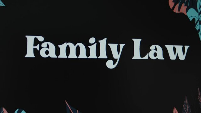 Family Law inscription on black background, graphic presentation. Legal concept