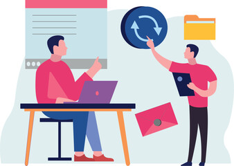 The boys are working.