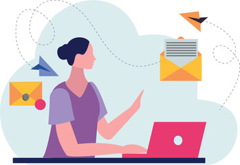 The girl is working on the laptop.