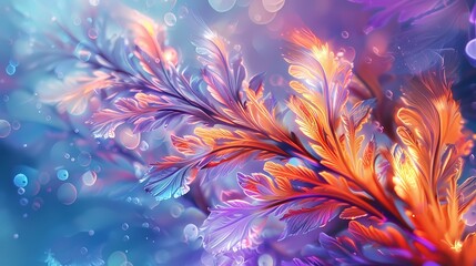 Amber plumes gracefully intermingling against a background of electric blue and lavender.