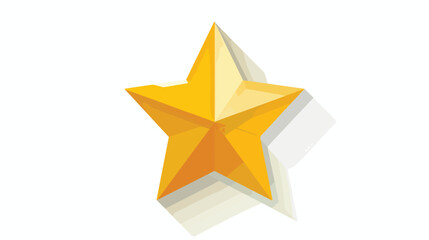 Yellow shiny star with a shadow. Vector illustration.