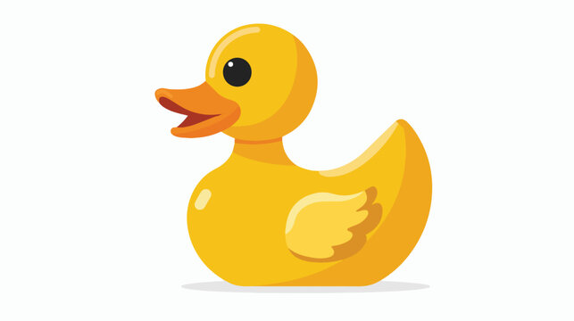 Yellow rubber duck flat icon isolated on white background