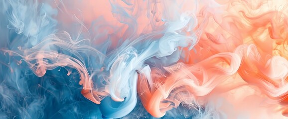 Apricot smoke dancing over an abstract backdrop of sapphire blue and soft peach.