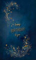 blue and gold birthday card