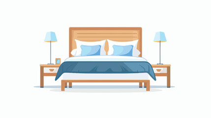 Bed vector icon. Hotel room symbol. Sleeping icon. Be