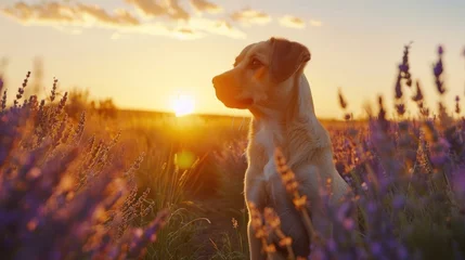 Rugzak Golden Sunset Hues Over a Yorkshire in Lavender Fields - Generative AI © Gelpi